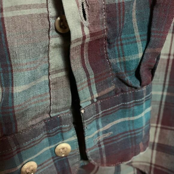 Gap shirt green green/maroon check medium - Picture 5 of 8